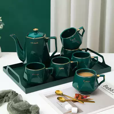 Ceramic light luxury high-end water cup set cup Household living room Nordic teacup water kettle set with tray