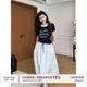 Zhang Axing ສະດວກສະບາຍ Tiancai ຈົດຫມາຍສະບັບພາສາເກົາຫຼີພິມເສື້ອທີເຊີດແຂນສັ້ນ + ກະໂປງແອວສູງສອງຊຸດ