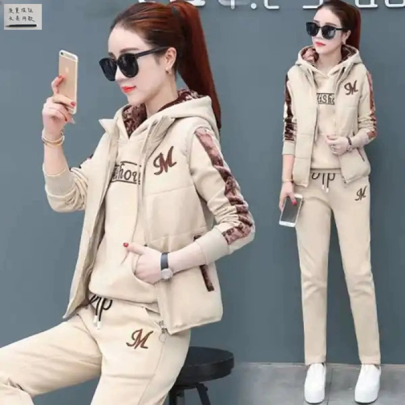 Bộ đồ thể thao bốn mùa Nữ 19 năm Thời trang mới cộng với áo len dày nhung Áo ba lỗ Jinjin - Thiết bị sân khấu