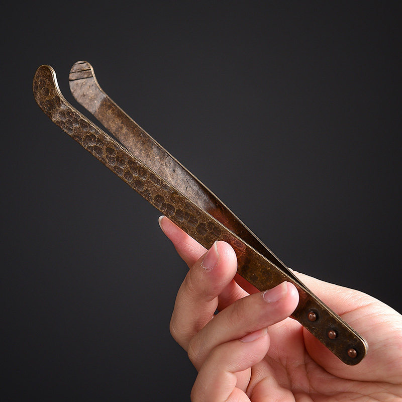 Vintage Copper Tea Clip Metal Clip Wash Cup Tea Tweezers Kung Fu Tea Set Metal Clip Single Tea Cup Clip Tea Ceremony Accessories