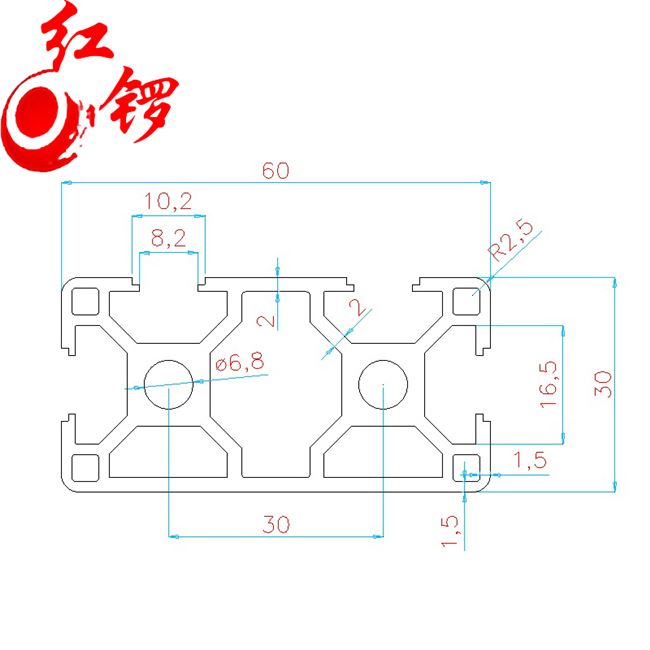 Thiết bị hồ sơ 3060 nhôm công nghiệp Tiêu chuẩn Châu Âu một hợp kim nhôm Máng 3 mặt 30 * 60 đường băng tải khung nhôm 3 máng - Kính