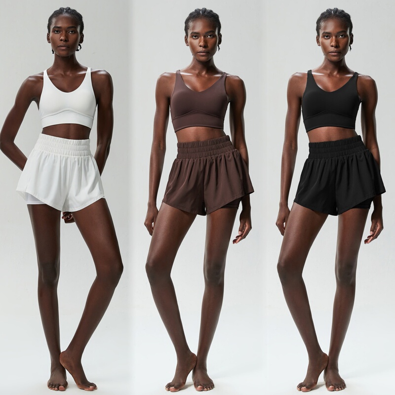 European and American Casual Sports Suit for Women, with a Beautiful Back Design, Anti-Exposure Bra, Pocket Lining, Loose Shorts, Running and Fitness Set European and American Casual Sports Suit for Women, with a Beautiful Back Design, Anti-Exposure Bra, Pocket Lining, Loose Shorts, Running and Fitness Set