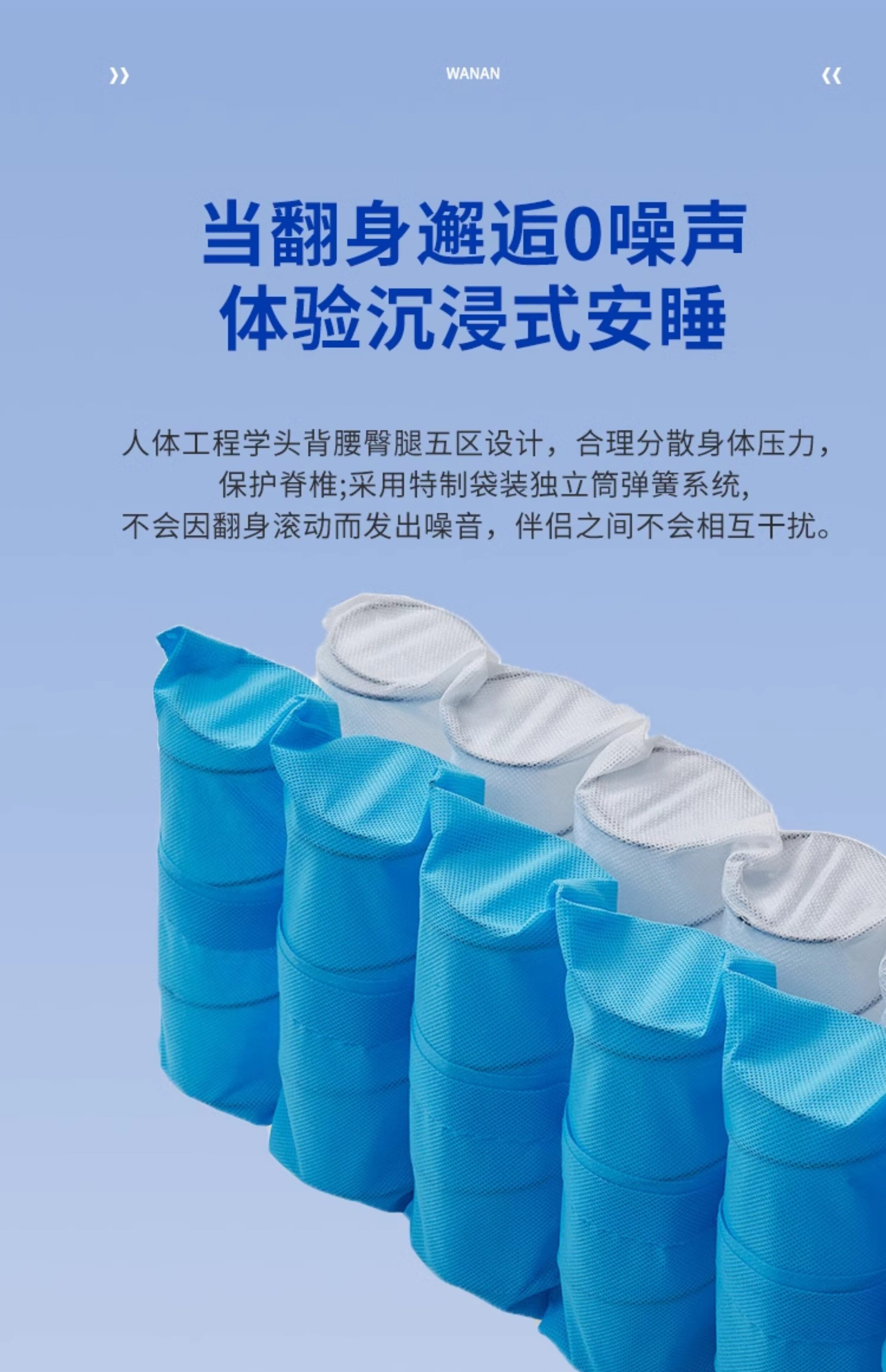 Матрасы из латекса 晚安床垫防螨乳胶床垫椰棕乳胶护脊弹簧席梦家用软硬两用1.8/1.5m Goodnight