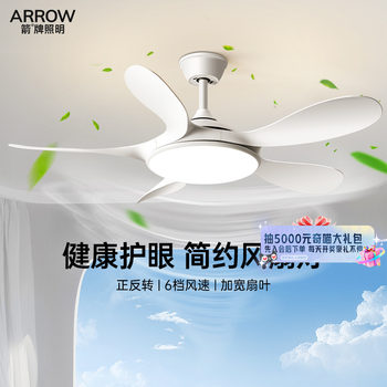 Arrow 2025 new frequency conversion ceiling fan lamp for home living room and restaurant lamp straight leaf fan chandelier brand