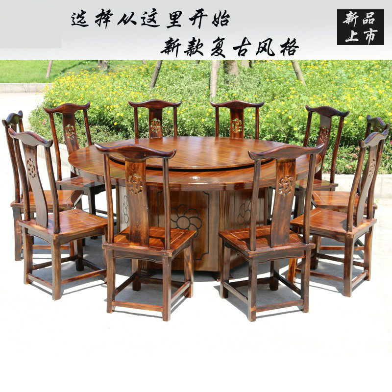 Soliwood Hotel table and chair combination Restaurant large roundtable tabletabletablewith turntable hotel table with turntable hotel table 16 people
