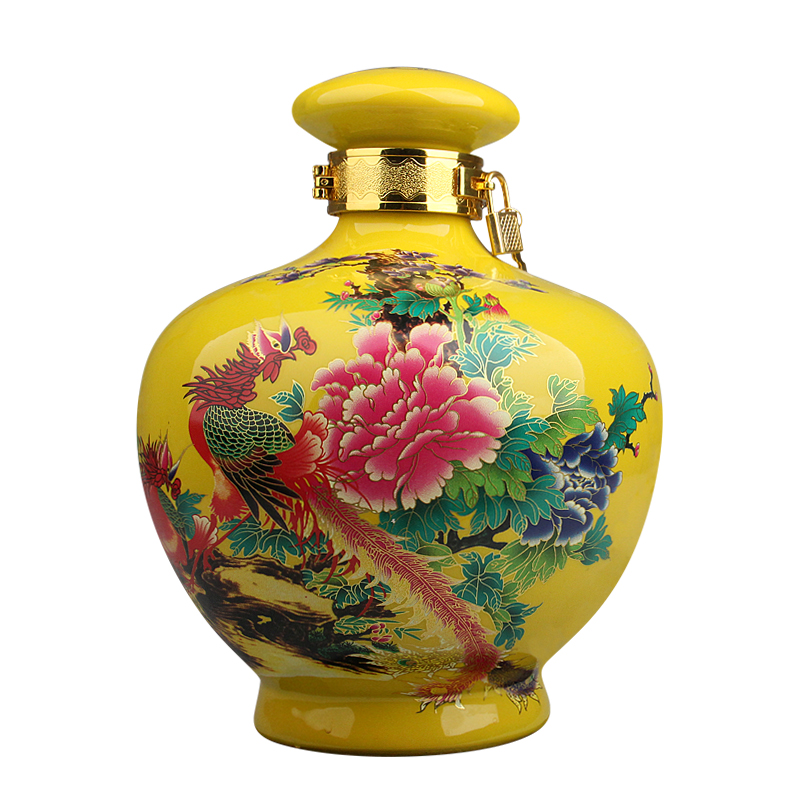 Jingdezhen ceramic bottle 5 jins of color glaze household hip seal small mercifully wine liquor wine jar