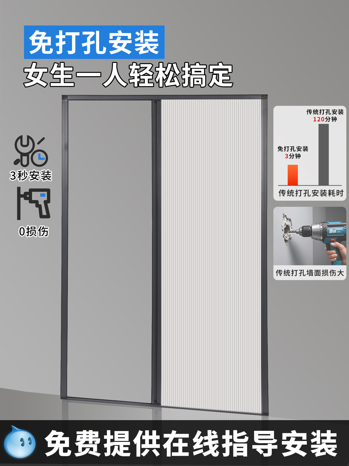 Folding Honeycomb Sliding Door, Bathroom Door, No-Drill Installation, Toilet Bathroom Waterproof Partition Door, Kitchen Sliding Door
