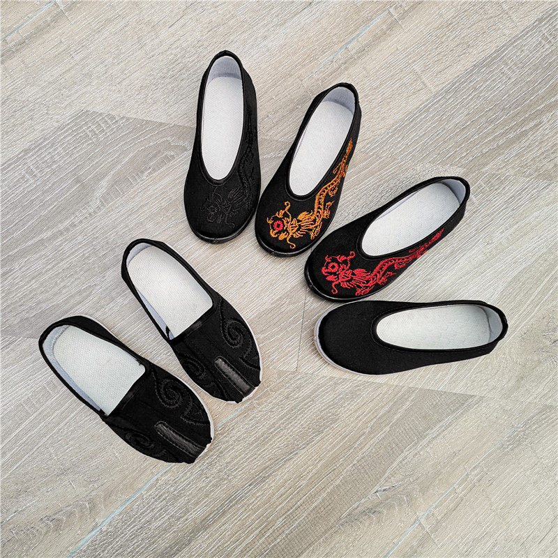 Old Beijing Children Cloth Shoes National Wind Performance Embroidered Shoes Students Ancient Clothes Hanfu Performance Shoes China Wind Boy Shoes