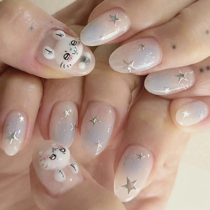 Chiikawa Handmade Wearable Nails, Three-Dimensional Cute Cartoon Carved Nail Art, Detachable Flying Squirrel Nail Art