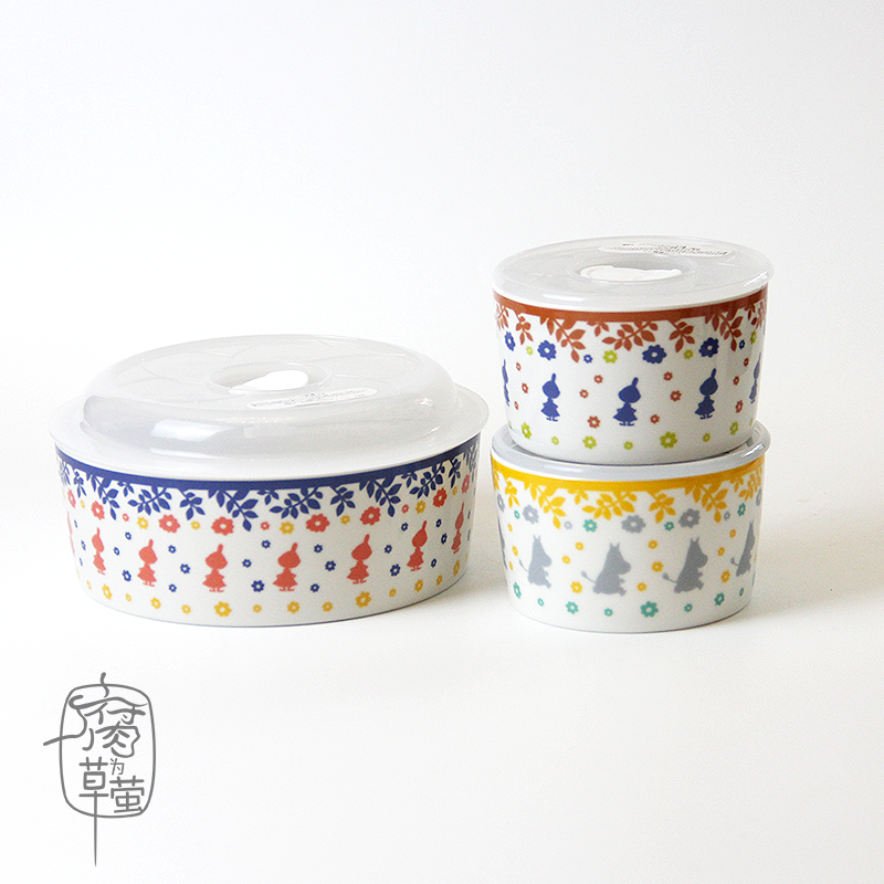 Japanese moomin rainbow such as bowl with cover preservation bowl seal storage tank mercifully microwave ceramic preservation box lunch box sealing bowl