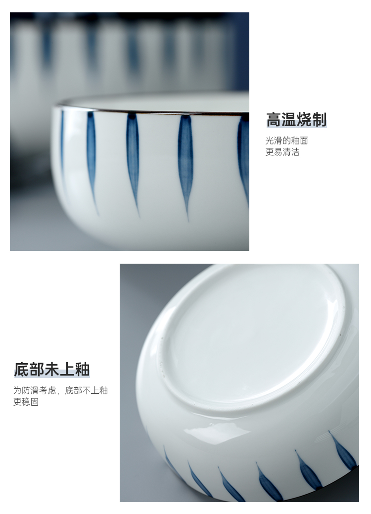 Large capacity ceramic bowl individual eat noodles soup bowl steamed egg domestic Large bowl hand - made use of 6/7 inch shorter to microwave ovens