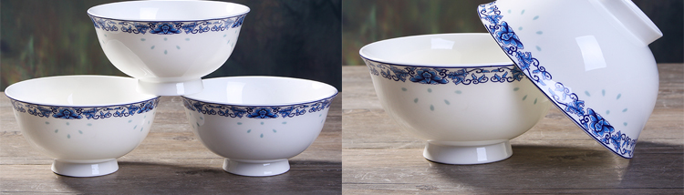 Jingdezhen ceramic prevent hot household Chinese blue and white porcelain rice bowls only 10 ipads porcelain high use of high - end gifts