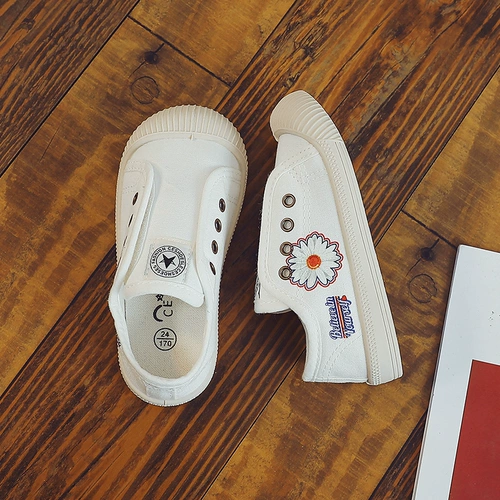 Летние детские тканевые туфли, белая обувь, ручная роспись, коллекция 2021, в корейском стиле