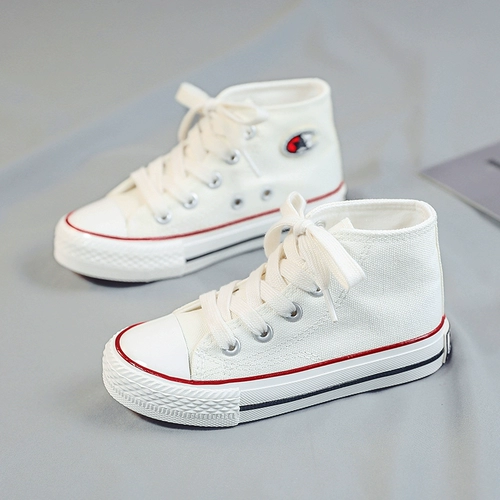 Детские тканевые туфли, высокая белая обувь для мальчиков для раннего возраста, коллекция 2021, в корейском стиле