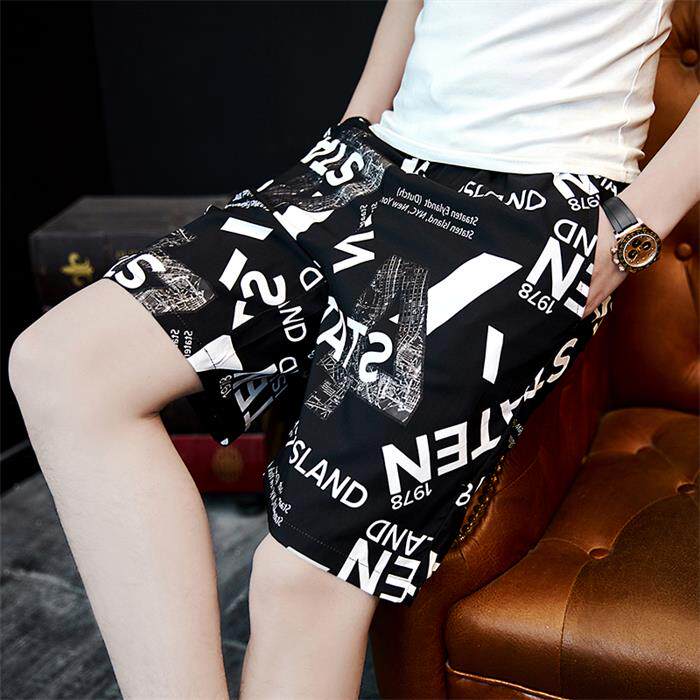 Ice Silk Sleeping Pants Men Summer Thin style Fashion Personality Trend Flowers Shorts Youth Loose Casual Home Air Conditioning Pants