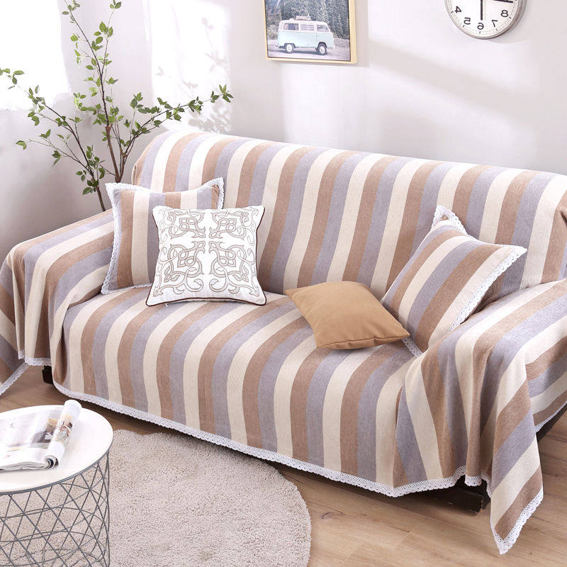 Thickened chenille full cover striped sofa towel modern minimalist chenille full cover full cover sofa cushion cover