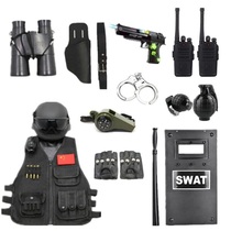 Childrens electric sound and light toys small special police equipment boy tactical helmet vest shield baby pistol props