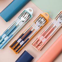 316L stainless steel chopsticks spoon set single portable tableware one person storage box three-piece set fork