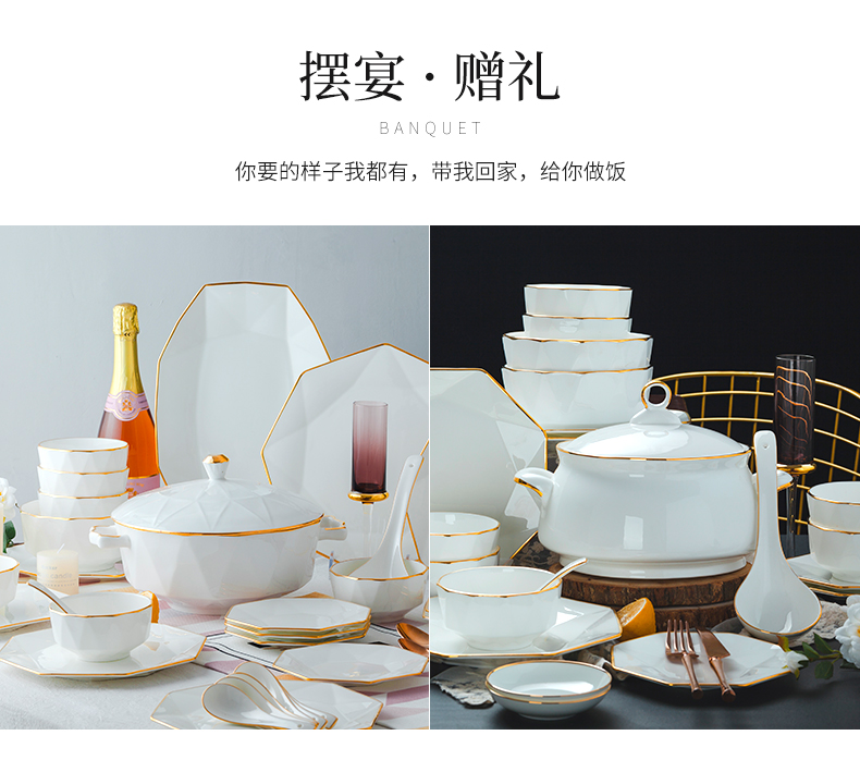 Nordic ipads bowls disc suit white contracted jingdezhen ceramic tableware light key-2 luxury up phnom penh electrical set of dishes