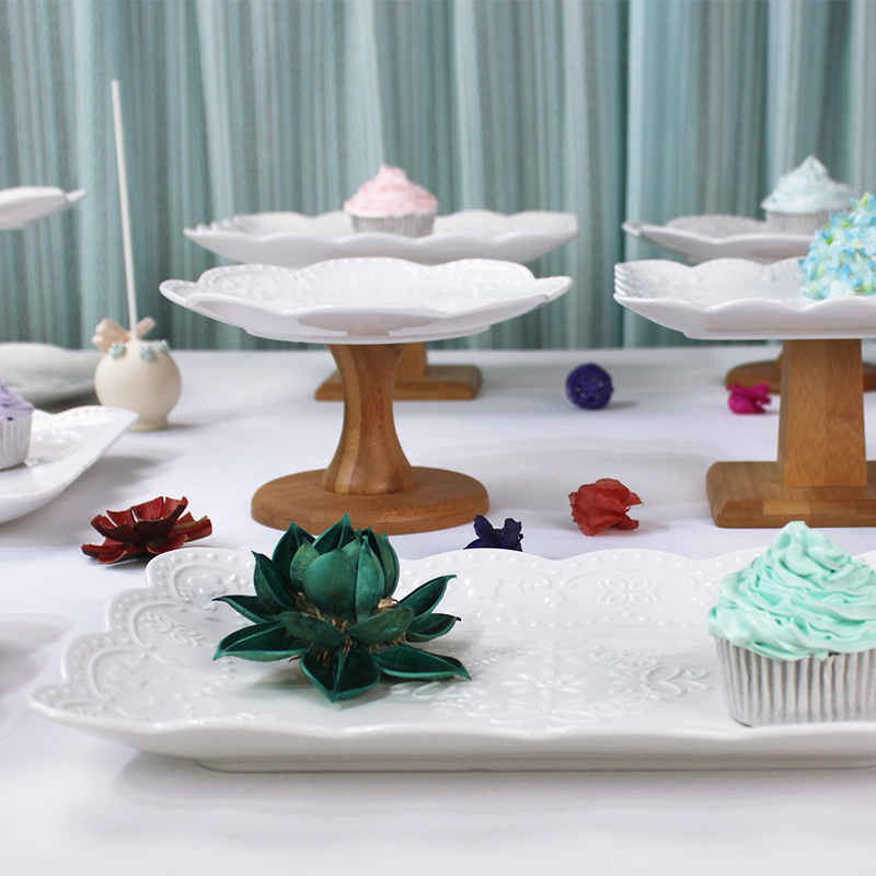 Wedding dessert table decoration furnishing articles show ceramic European tea buffet table cake dessert tray shelf
