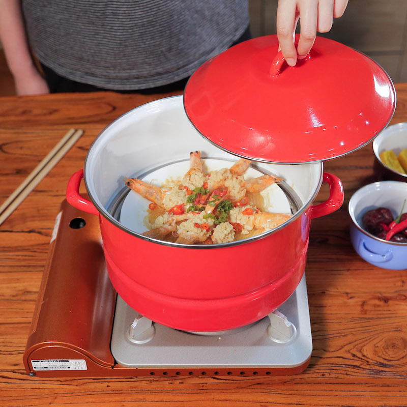 Boutique Raspberry 】 【 nostalgic enamel steamer monolayer with cover large capacity send steamed piece of induction cooker