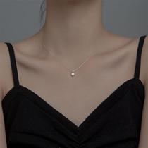 s925 silver Korean version simple and compact single diamond necklace for women sweet and fresh Japanese style clavicle chain D8424
