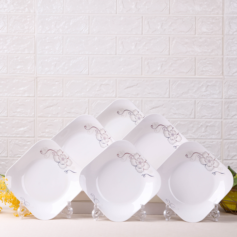 Special offer six dishes square pad disc jingdezhen household utensils combination package mail sifang dish plate