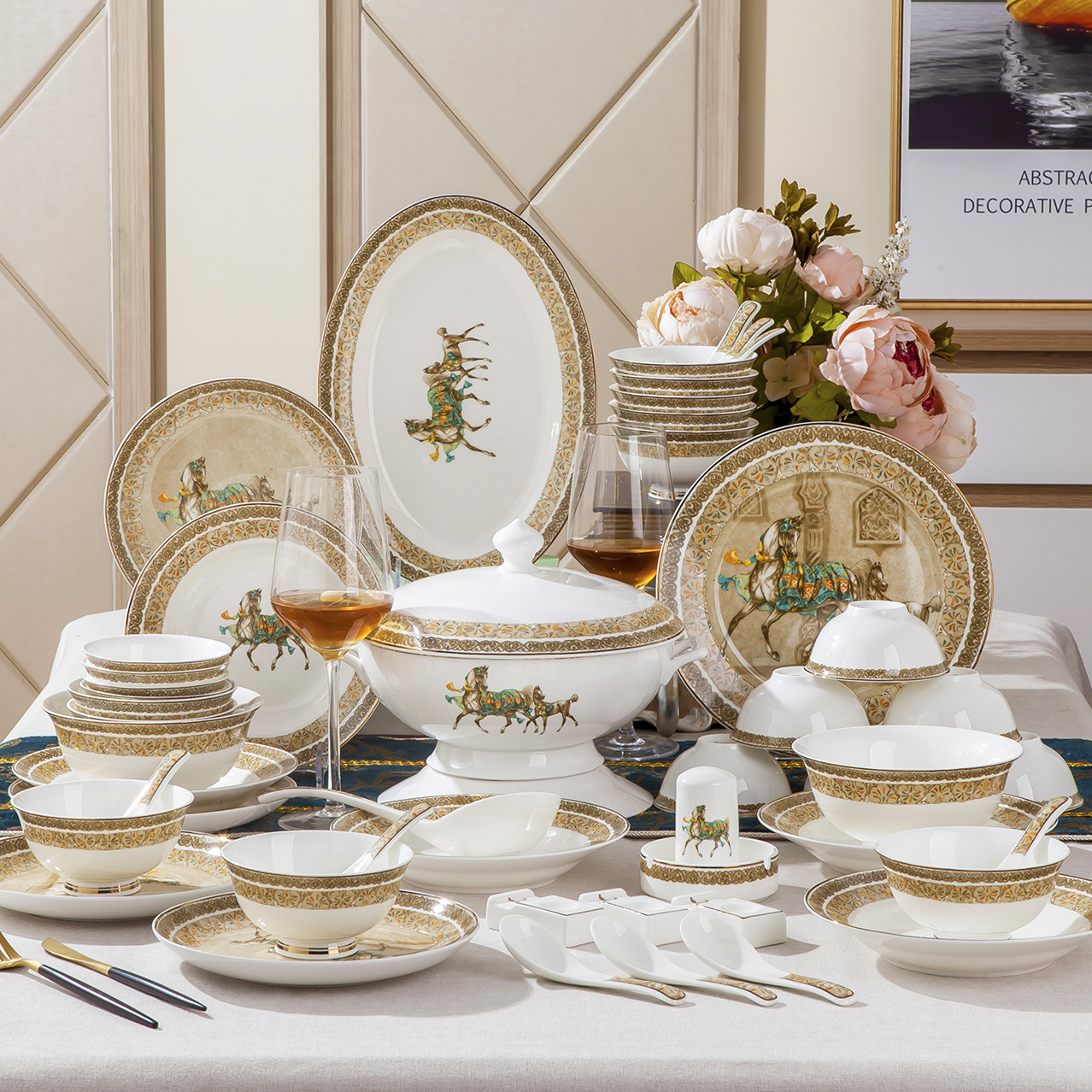 Dishes suit household combination of European jingdezhen ipads porcelain tableware Dishes chopsticks Chinese ceramic bowl Dishes for dinner