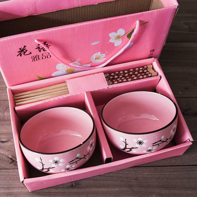 Japanese chopsticks sets of blue and white porcelain bowls wholesale bowl outfit box custom gift ceramic bowl bowl set tableware