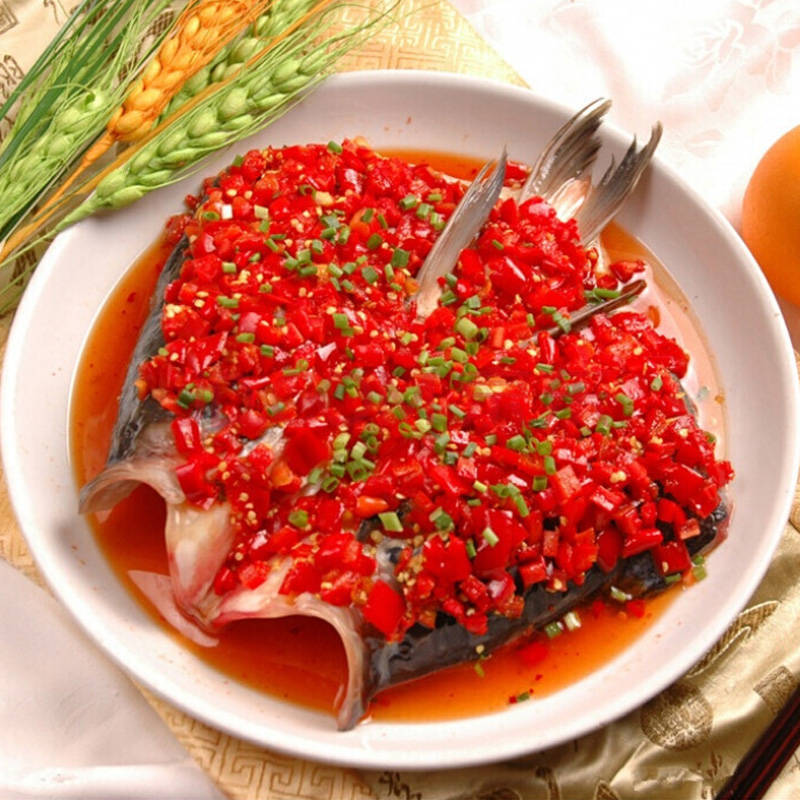 Deep chilli plate special dishes in 12 hotel ceramic fish dish steamed fish fish head drive number