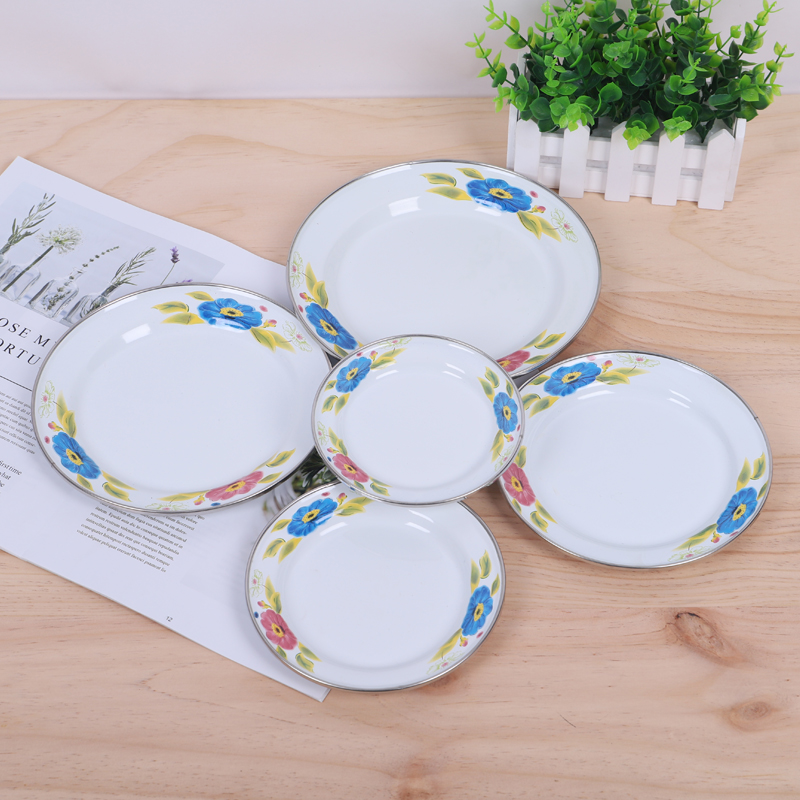 Enamel Enamel household Enamel restaurant dishes old - fashioned nostalgic dish theme plate thickening plate of fruit to restore ancient ways