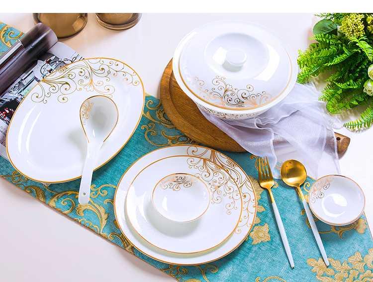 Dishes suit household jingdezhen European - style ipads porcelain tableware ceramics dinner set bowl chopsticks plate combination of Chinese style