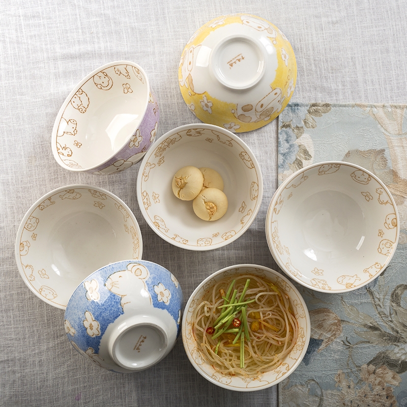 Jingdezhen 12 zodiac bowl of individual students and lovely home eat rice bowl children 's creative move ceramic bowl