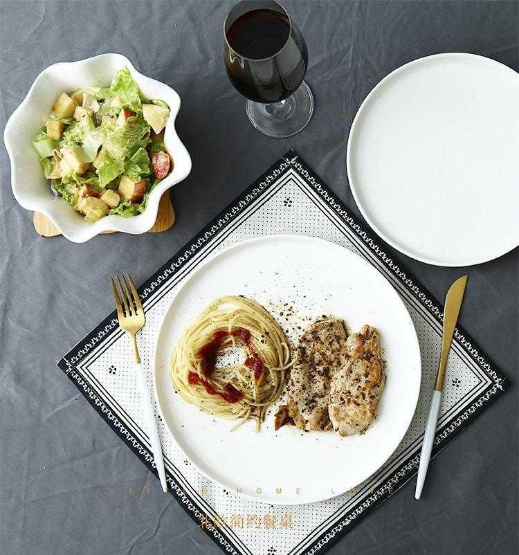 Creative western food dish white steak household food dish square plate flat ceramic flat plate western - style tableware