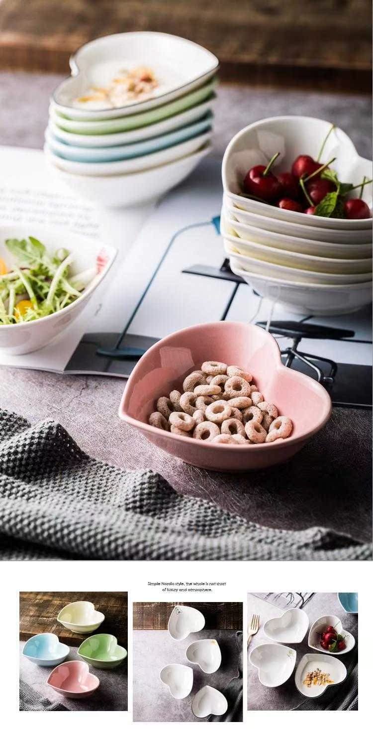 Baked Baked shape bowl bowl of candy color ceramic love snacks dessert pudding bowl bowl bowl of fruit salad bowl