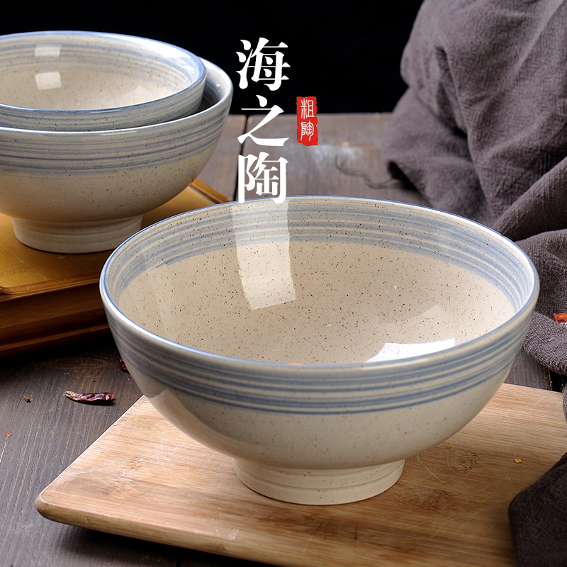 Blue edge exposure to soil bowl 87 inch restaurant tableware horn noodles bowl in old six best with 6 jobs, ceramics