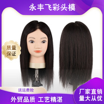  Yongfengfei color head model full real hair model hot dyeing dummy head model doll head real hair hair head model bracket