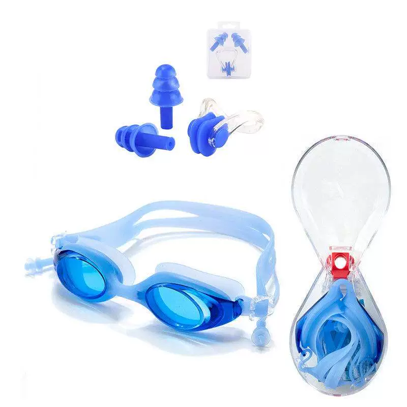 Set HD kính trẻ em chống nước và chống sương mù trẻ em gái bơi kính bơi mũ bơi bé trai bé gái kẹp mũi nút tai - Goggles