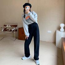 Black Straight Pants Jeans Women Spring and Autumn 2021 New Loose High Waist Slim Joker Wide Leg Pants