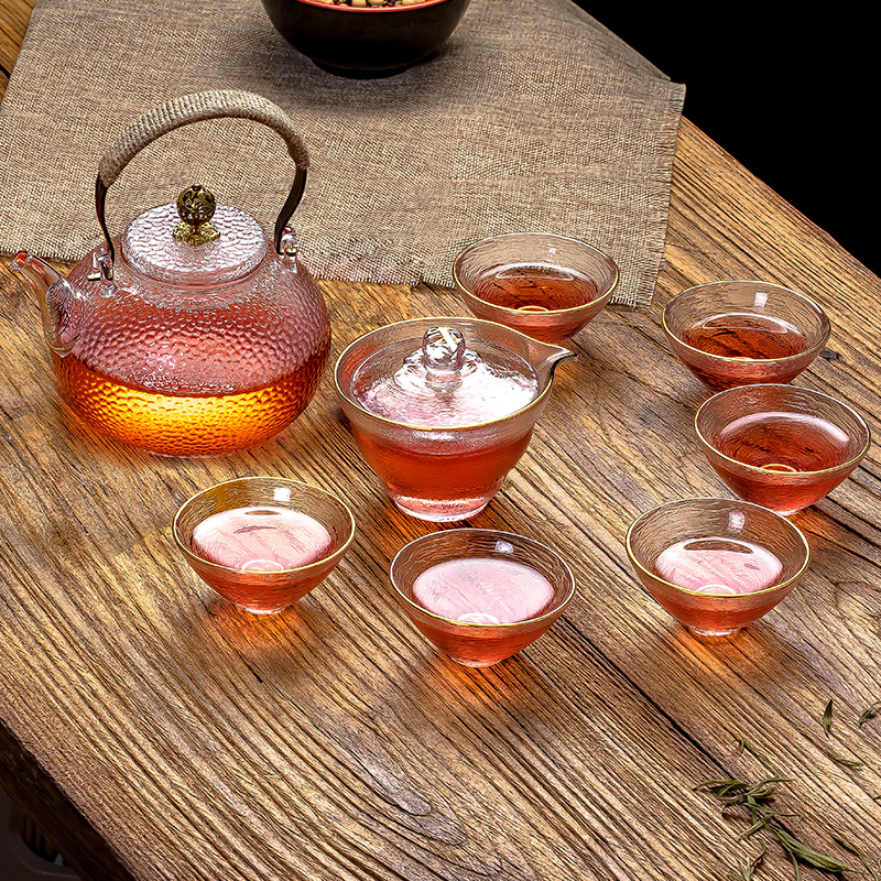 Glass tureen noggin household heat sample tea cup transparent paint perfectly playable cup suit hammer master cup bowl