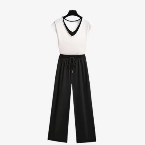 Дизайнерский трикотажный свитер, штаны, комплект, тренд сезона, эластичная талия