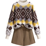 Модный универсальный ретро свитер, шерстяной комплект