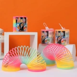 Большой радужный Слинки, игрушка, башенка для мальчиков и девочек, разноцветное эластичное кольцо, раннее развитие, ностальгия