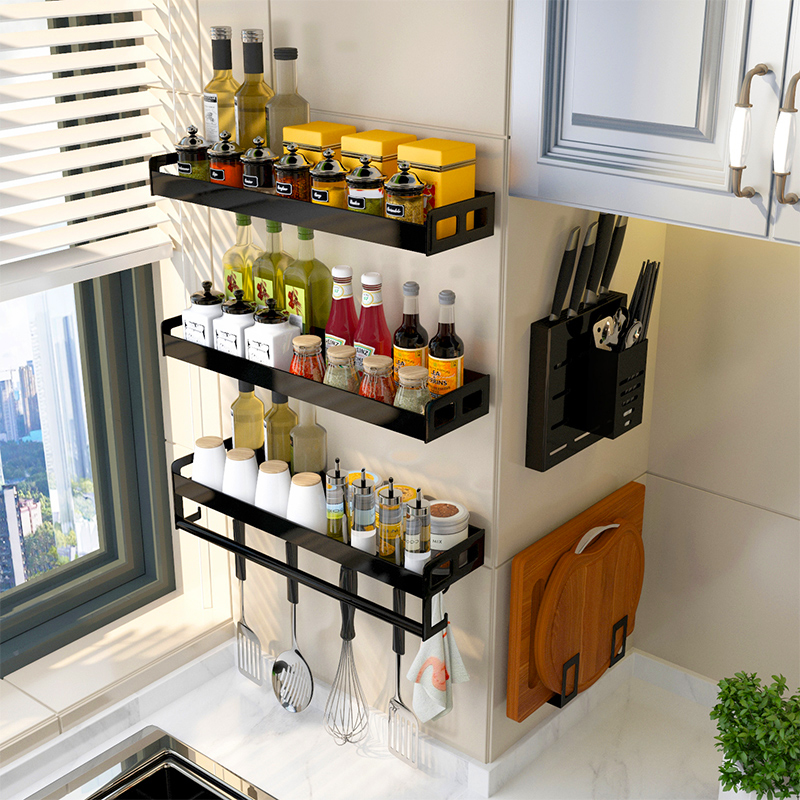 Storage supplies Household Daquan kitchen shelf wall-mounted seasoning knife rack hanging artifact condiment bowl dish wall-mounted