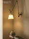 Italian Tolomeo Minimalist Designer Study Reading Wall Lamp, Vintage Bedroom Bedside Swing Arm Retractable Lighting Fixture