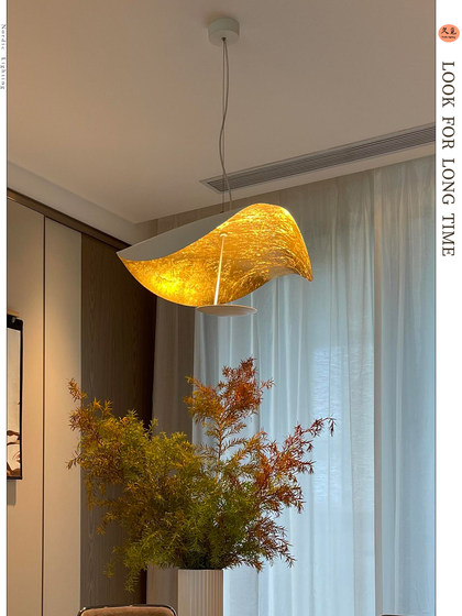 Italian Catellani Smith Minimalist Restaurant Chandelier, Light Luxury Designer Style Living Room and Bedroom Gold Foil Lamp