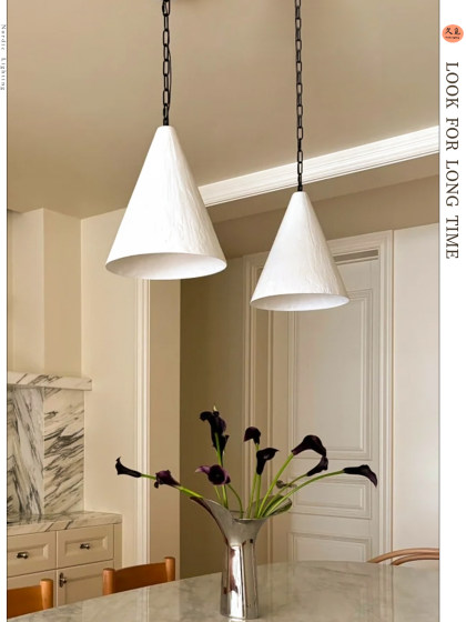 French-Style Vintage Conical Handmade Plaster Dining Room Pendant Light, American Retro Designer Model, Bar Island Led Light