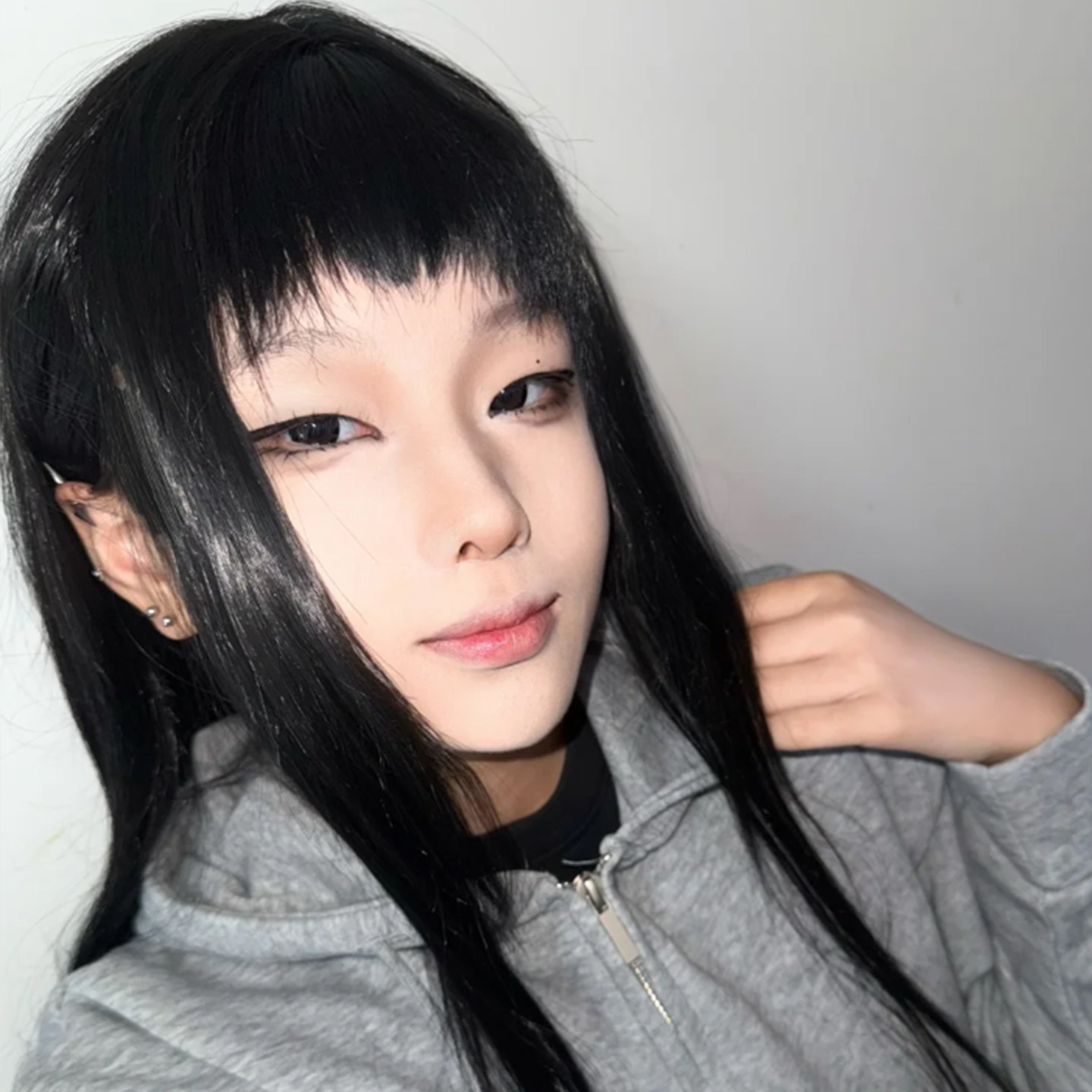 徐敏敏cos长直发阴郁病娇纸房子长刘海动漫微恐圆头皮假毛全头套_COSPLAY配件_淘宝游戏网
