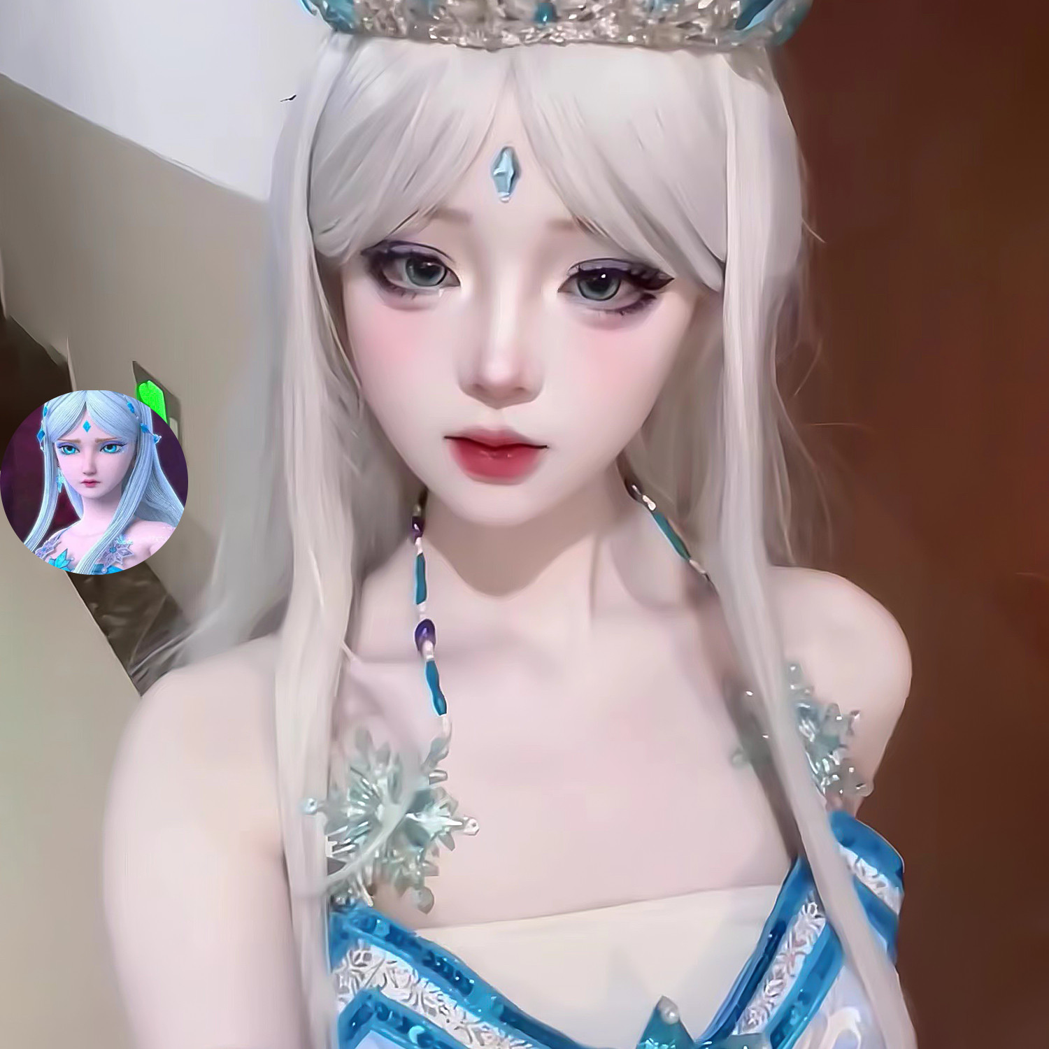 假毛cos冰公主长直发纯白万用空气刘海叶罗丽公主风仿真头皮顶套_COSPLAY配件_淘宝游戏网