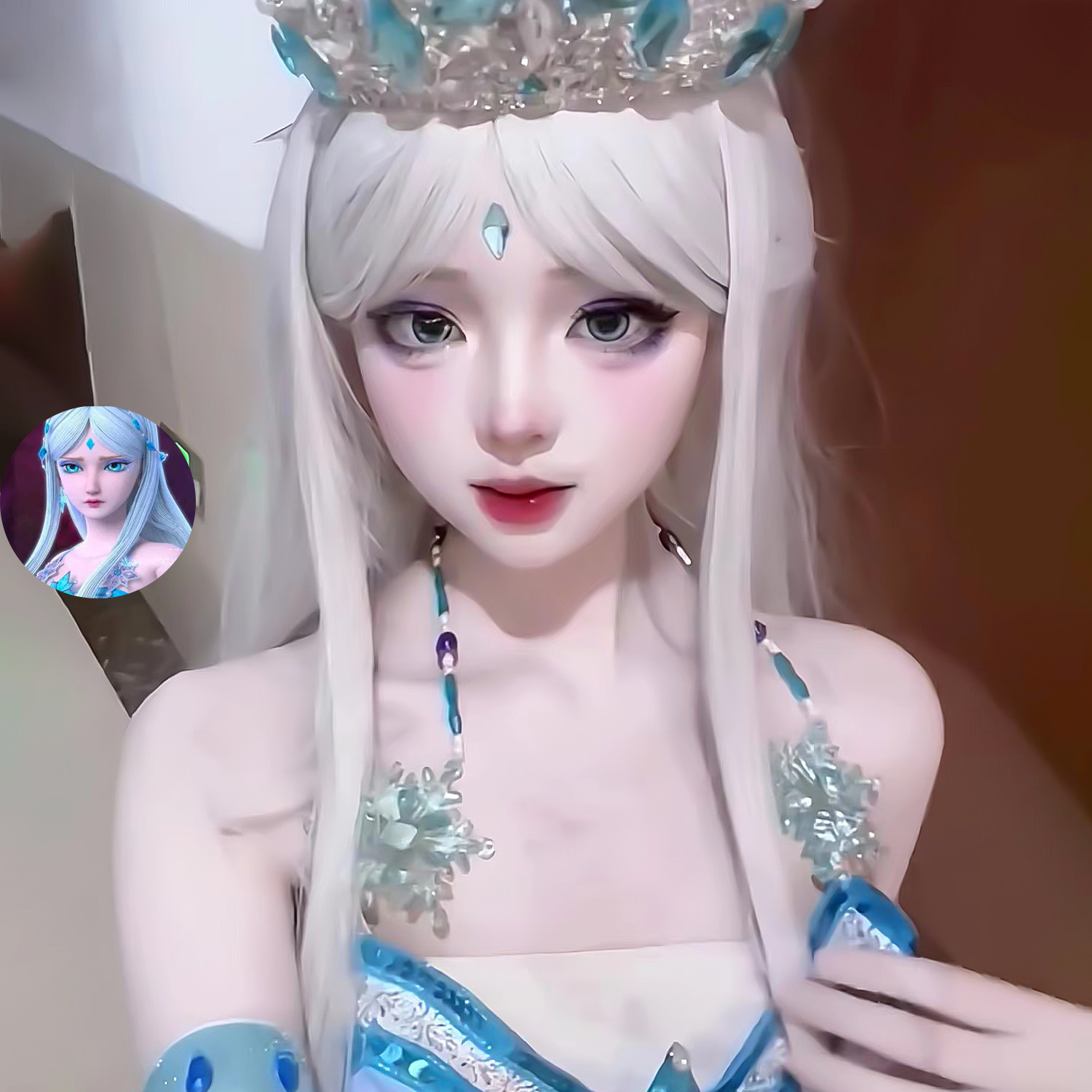假毛cos冰公主长直发纯白万用空气刘海叶罗丽公主风仿真头皮顶套_COSPLAY配件_淘宝游戏网